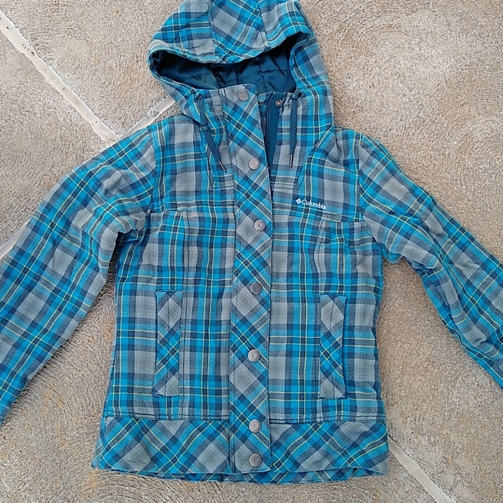 Columbia Women's Blue Plaid Hooded Jacket